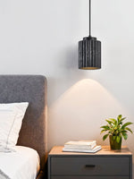 Nero Ridge Pendant Light – Black Travertine Modern Hanging Lamp