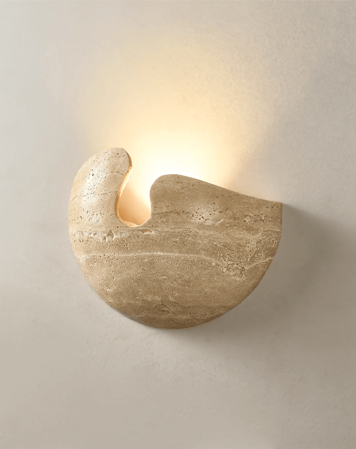 Nesa Travertine Stone Wall Sconce — Sculptural Ambient Lighting for Modern Interiors
