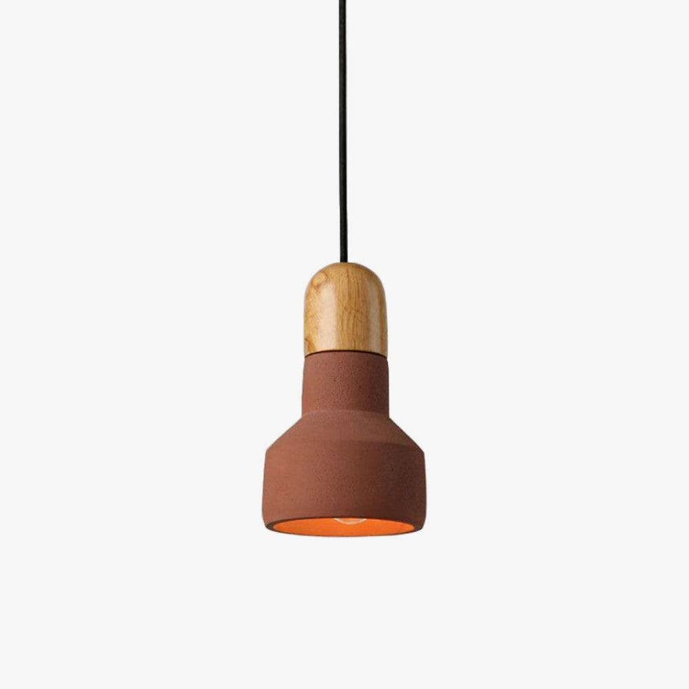 Nessa Wood Pendant Light – Sculptural Cement & Wood Island Pendant for Modern Interiors