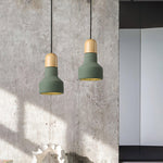 Nessa Wood Pendant Light – Sculptural Cement & Wood Island Pendant for Modern Interiors