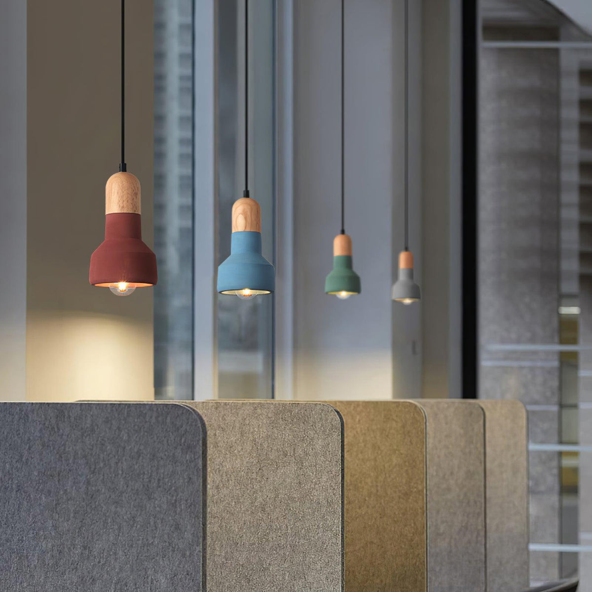 Nessa Wood Pendant Light – Sculptural Cement & Wood Island Pendant for Modern Interiors