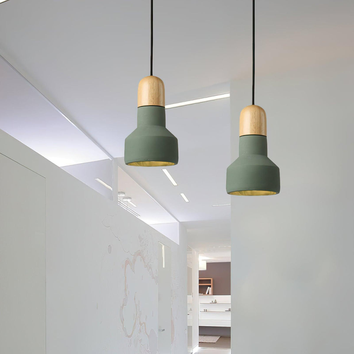 Nessa Wood Pendant Light – Sculptural Cement & Wood Island Pendant for Modern Interiors