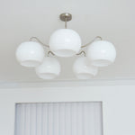 Nickel Persimmon Glass Chandelier – Modern 3 or 5-Light Pendant for Dining Room and Kitchen Island