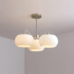 Nickel Persimmon Glass Chandelier – Modern 3 or 5-Light Pendant for Dining Room and Kitchen Island