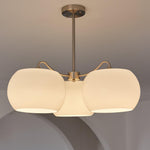 Nickel Persimmon Glass Chandelier – Modern 3 or 5-Light Pendant for Dining Room and Kitchen Island