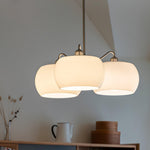 Nickel Persimmon Glass Chandelier – Modern 3 or 5-Light Pendant for Dining Room and Kitchen Island