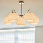 Nickel Persimmon Glass Chandelier – Modern 3 or 5-Light Pendant for Dining Room and Kitchen Island