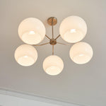 Nickel Persimmon Glass Chandelier – Modern 3 or 5-Light Pendant for Dining Room and Kitchen Island