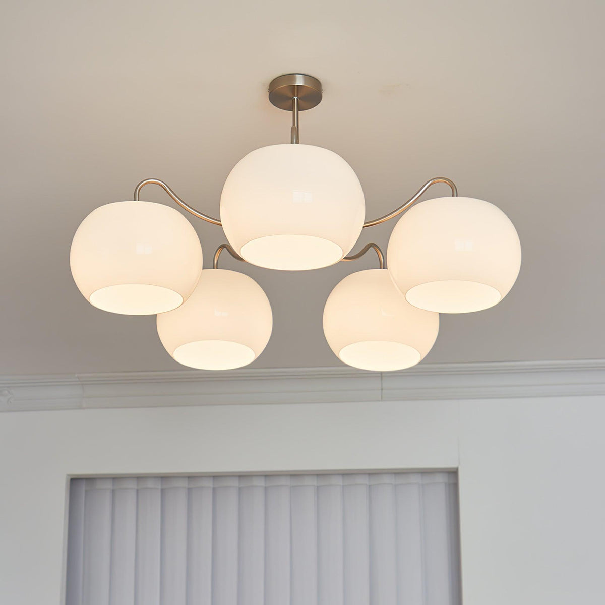 Nickel Persimmon Glass Chandelier – Modern 3 or 5-Light Pendant for Dining Room and Kitchen Island