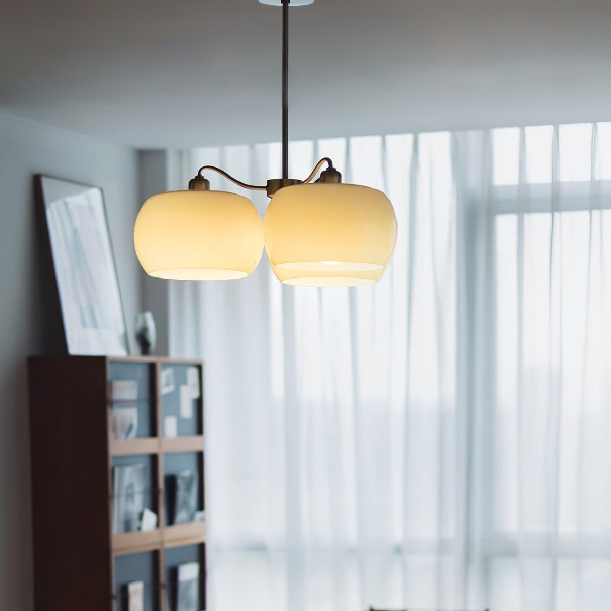 Nickel Persimmon Glass Chandelier – Modern 3 or 5-Light Pendant for Dining Room and Kitchen Island