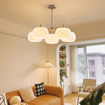 Nickel Persimmon Glass Chandelier – Modern 3 or 5-Light Pendant for Dining Room and Kitchen Island