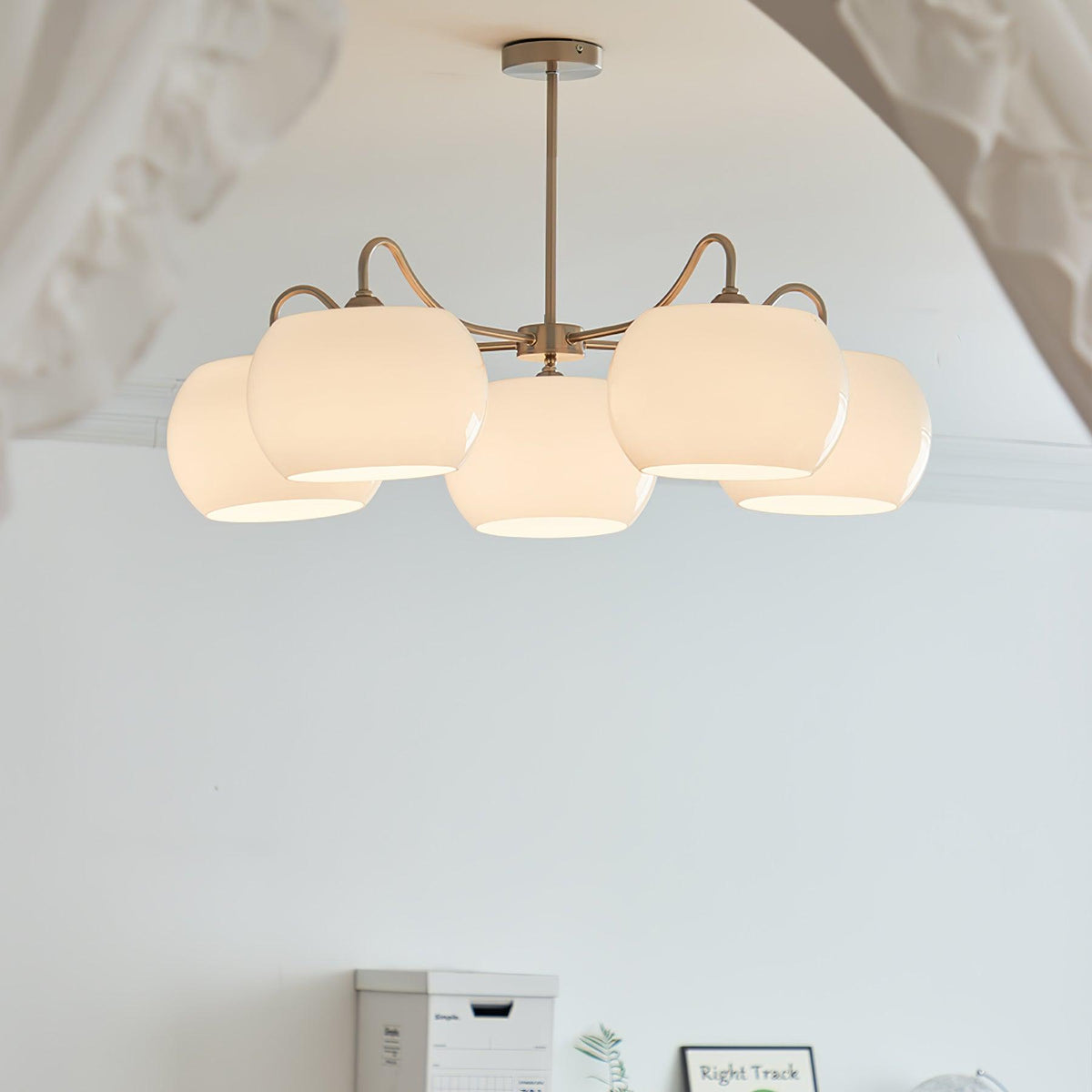Nickel Persimmon Glass Chandelier – Modern 3 or 5-Light Pendant for Dining Room and Kitchen Island