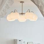 Nickel Persimmon Glass Chandelier – Modern 3 or 5-Light Pendant for Dining Room and Kitchen Island