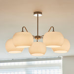 Nickel Persimmon Glass Chandelier – Modern 3 or 5-Light Pendant for Dining Room and Kitchen Island