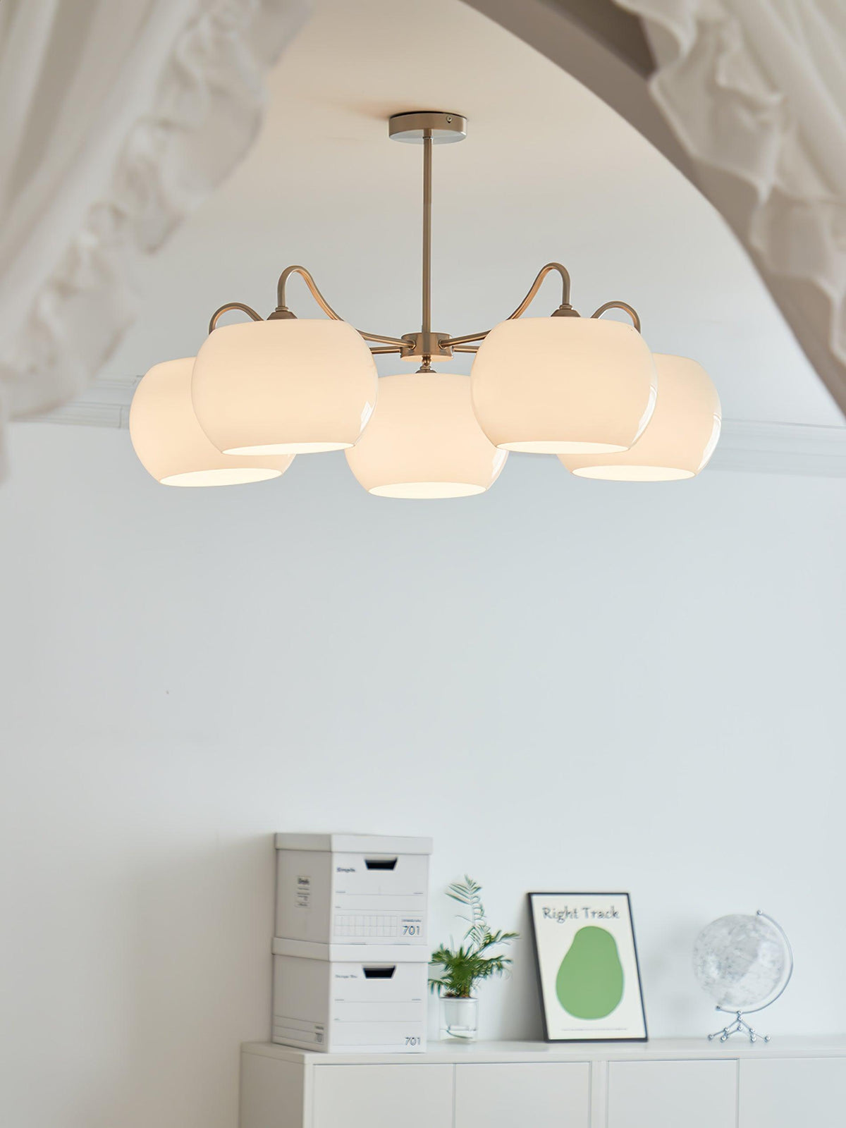Nickel Persimmon Glass Chandelier – Modern 3 or 5-Light Pendant for Dining Room and Kitchen Island