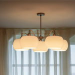 Nickel Persimmon Glass Chandelier – Modern 3 or 5-Light Pendant for Dining Room and Kitchen Island