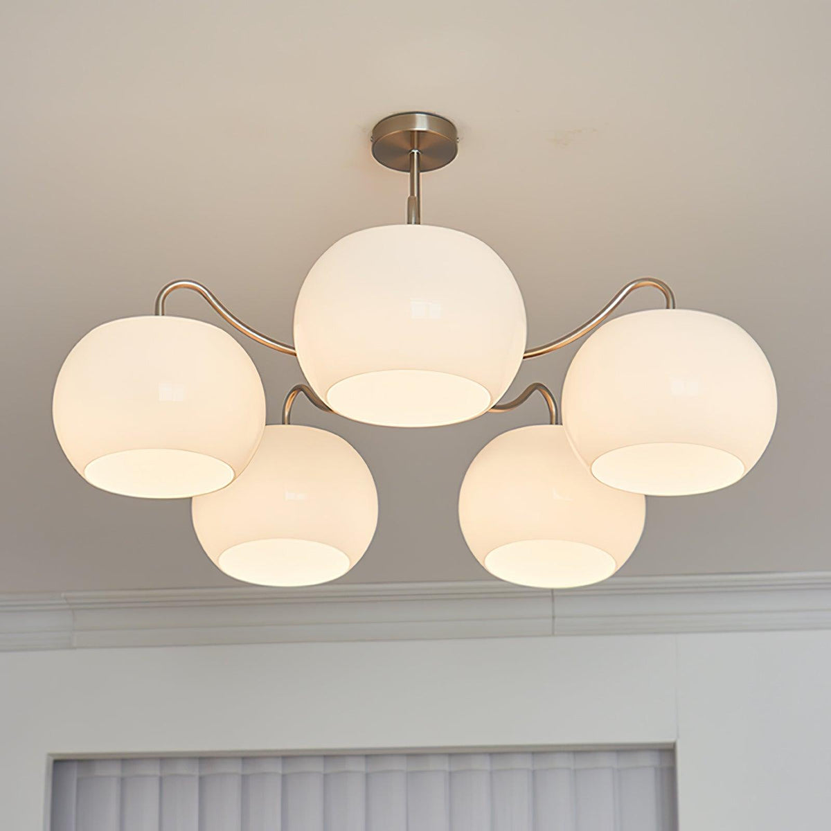Nickel Persimmon Glass Chandelier – Modern 3 or 5-Light Pendant for Dining Room and Kitchen Island