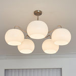 Nickel Persimmon Glass Chandelier – Modern 3 or 5-Light Pendant for Dining Room and Kitchen Island