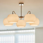 Nickel Persimmon Glass Chandelier – Modern 3 or 5-Light Pendant for Dining Room and Kitchen Island