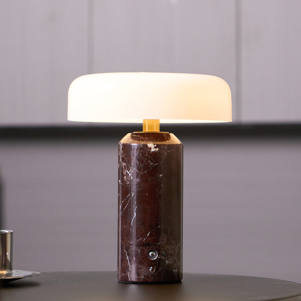 Lunara Marble Table Lamp with Opaline Glass Shade