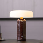 Lunara Marble Table Lamp with Opaline Glass Shade