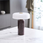 Lunara Marble Table Lamp with Opaline Glass Shade