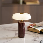 Lunara Marble Table Lamp with Opaline Glass Shade
