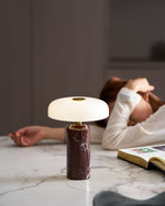 Lunara Marble Table Lamp with Opaline Glass Shade
