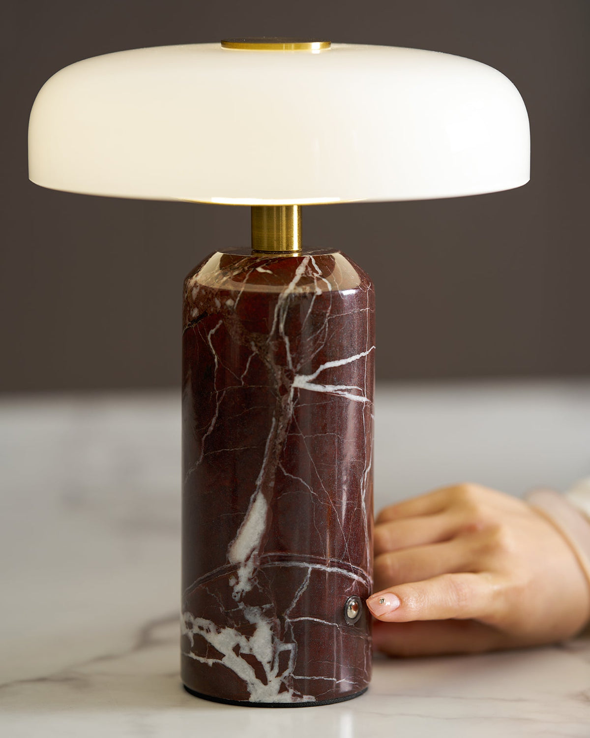 Lunara Marble Table Lamp with Opaline Glass Shade