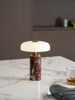 Lunara Marble Table Lamp with Opaline Glass Shade