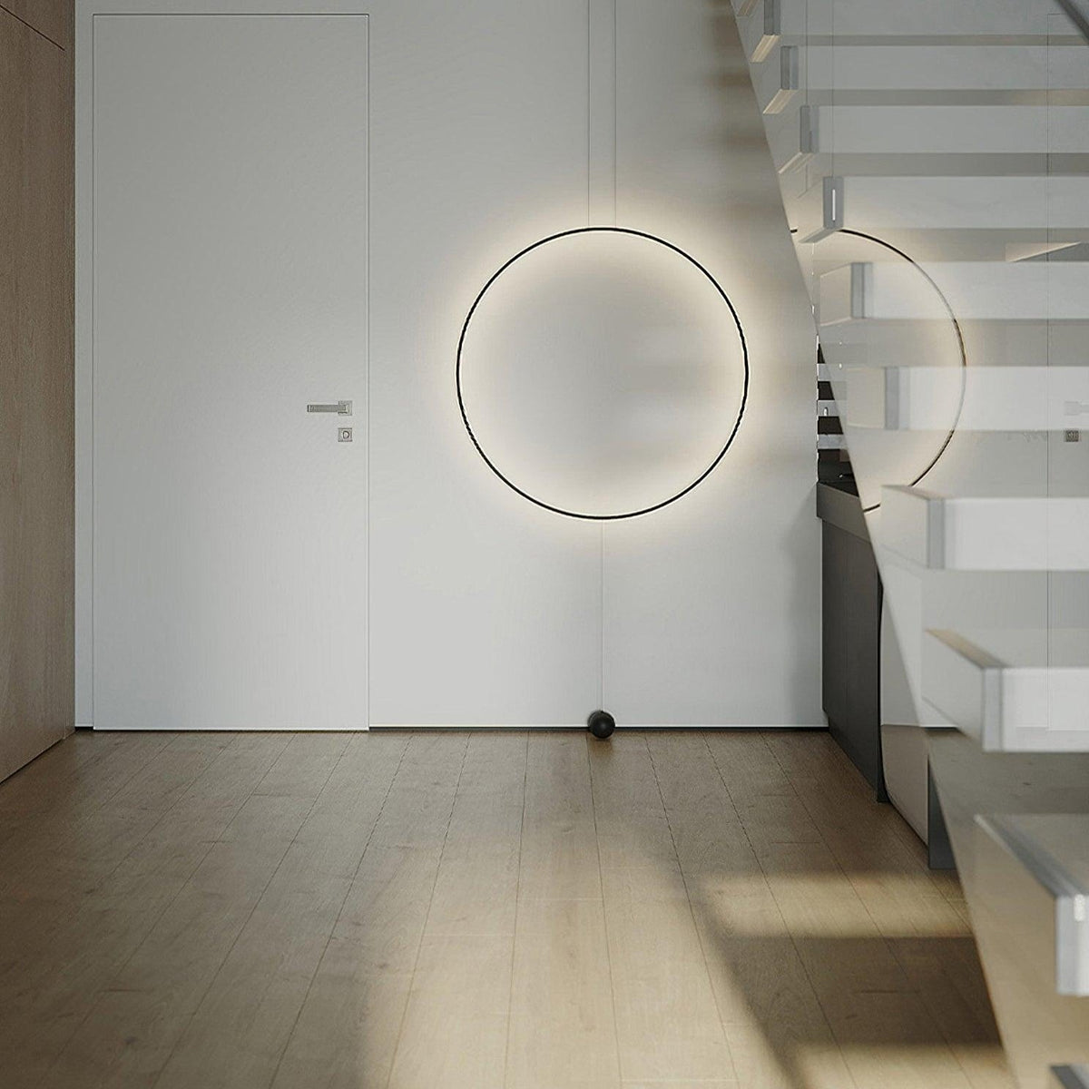 Nightfall Circle LED Pendant Light – Modern Black Metal Hanging Lamp
