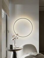 Nightfall Circle LED Pendant Light – Modern Black Metal Hanging Lamp