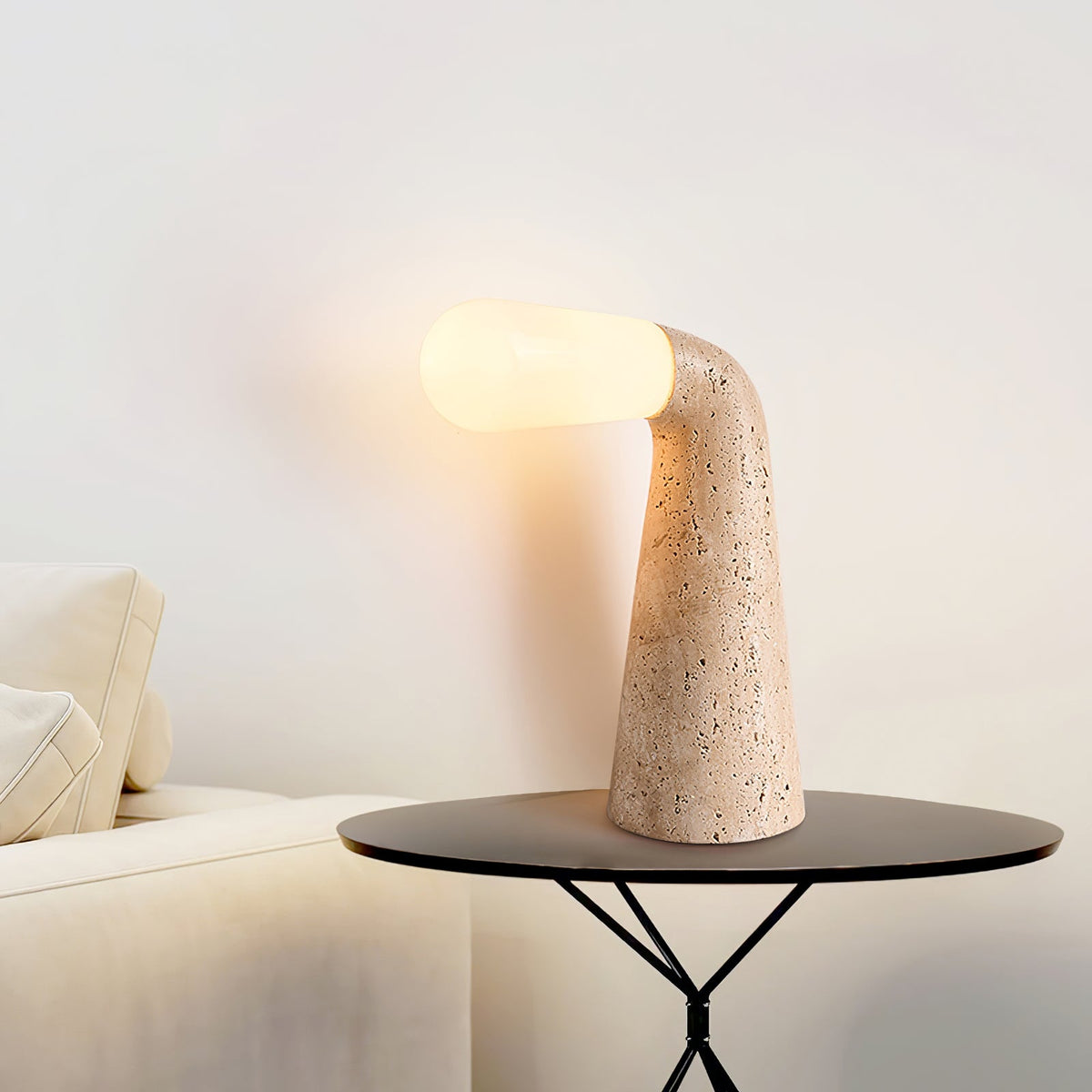 Nilo Travertine Table Lamp – Sculptural Stone Accent Light