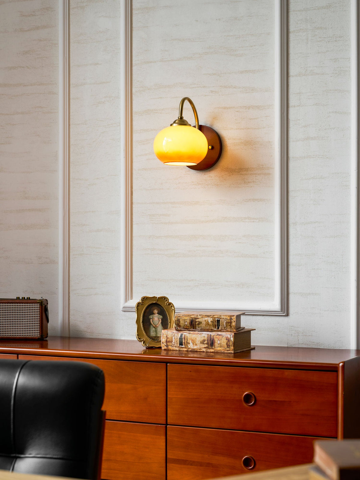 Nilo Wall Sconce in Amber Glass and Brass for Modern Interiors