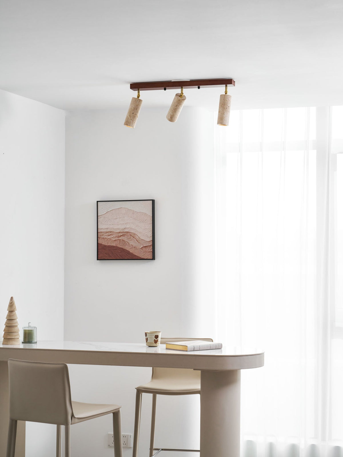 Nimbus Ceiling Spotlight in Walnut and Travertine