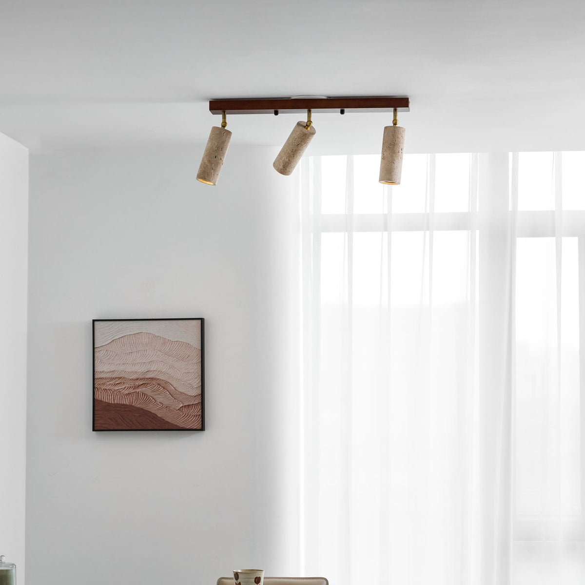 Nimbus Ceiling Spotlight in Walnut and Travertine