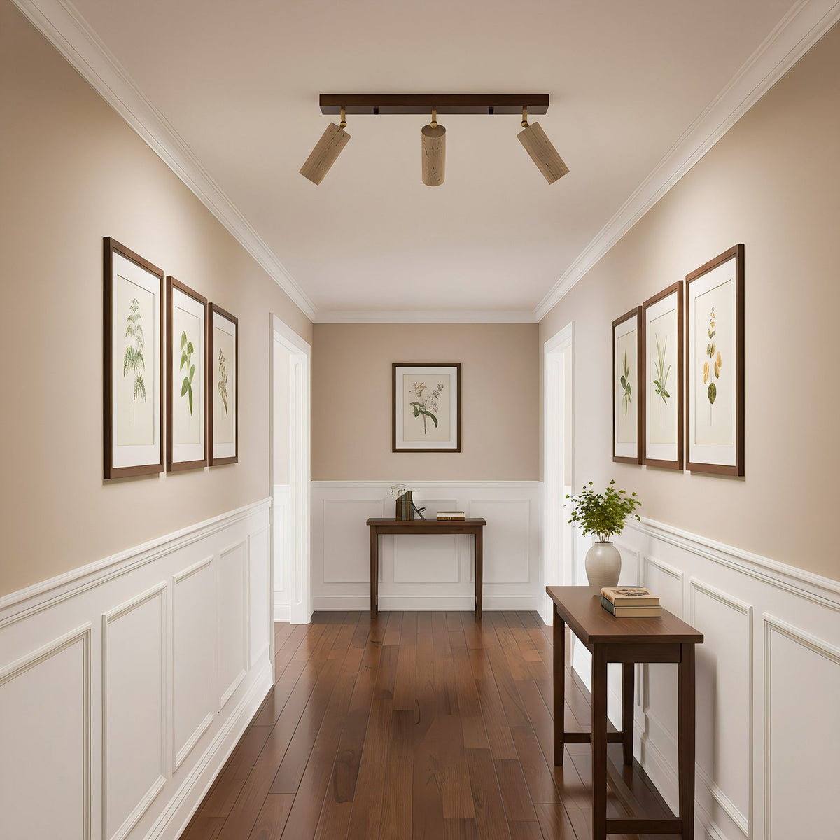 Nimbus Ceiling Spotlight in Walnut and Travertine