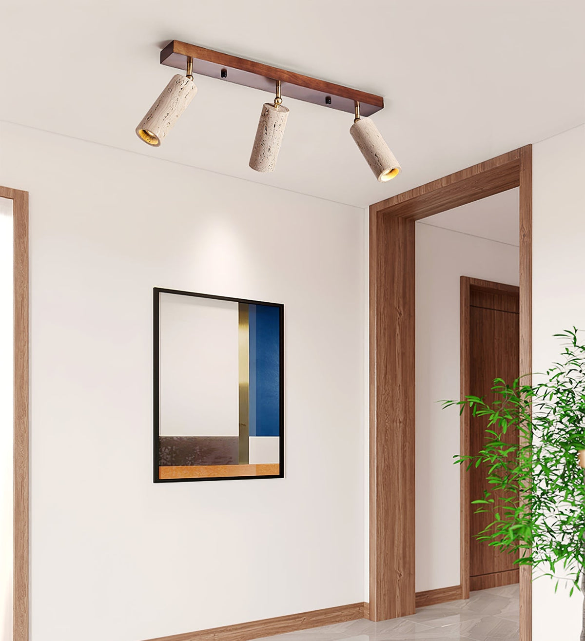 Nimbus Ceiling Spotlight in Walnut and Travertine