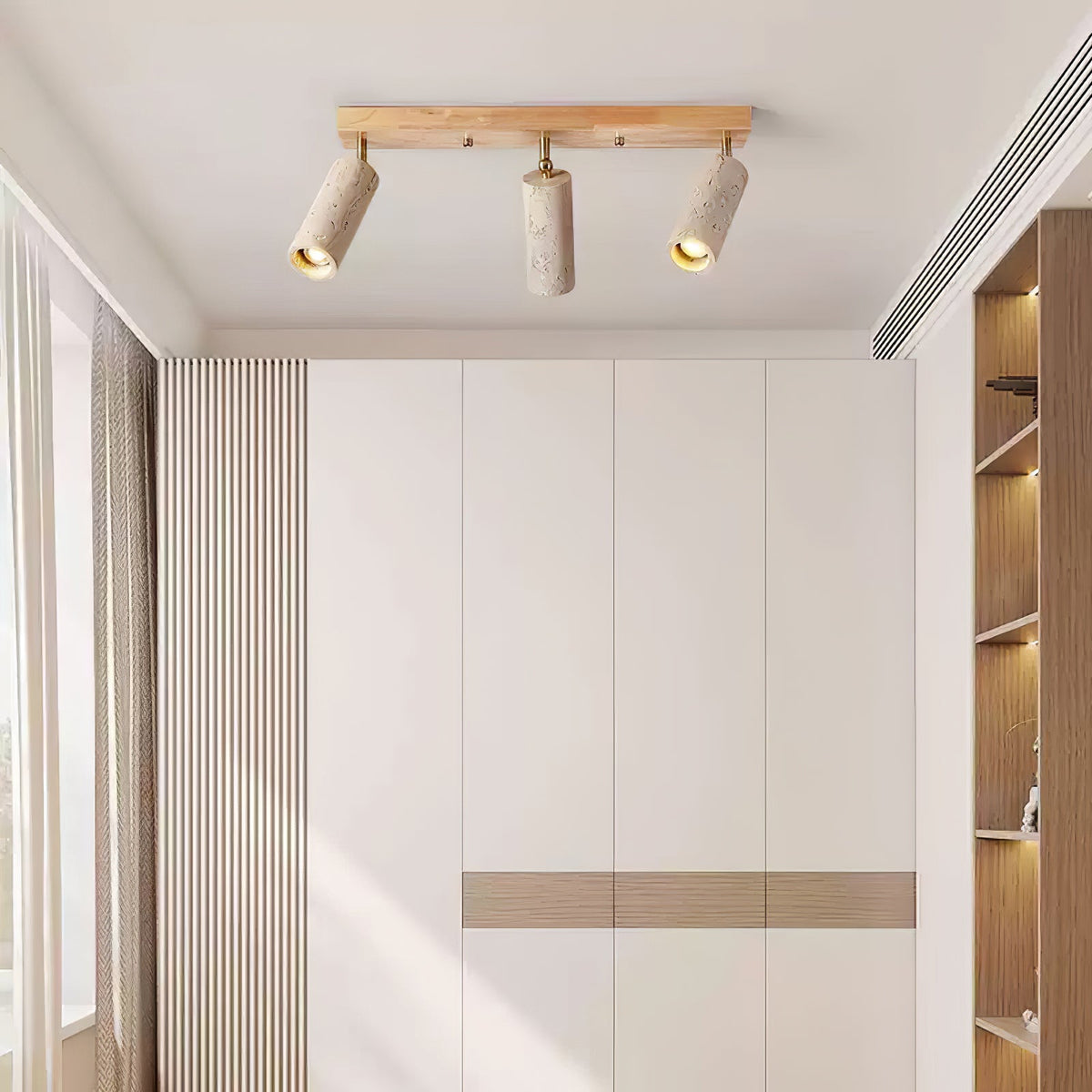 Nimbus Ceiling Spotlight in Walnut and Travertine