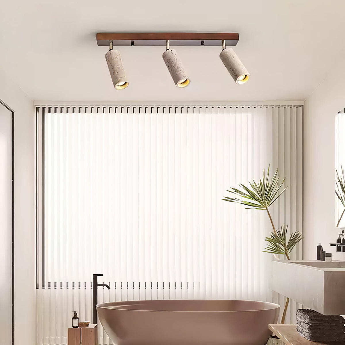 Nimbus Ceiling Spotlight in Walnut and Travertine