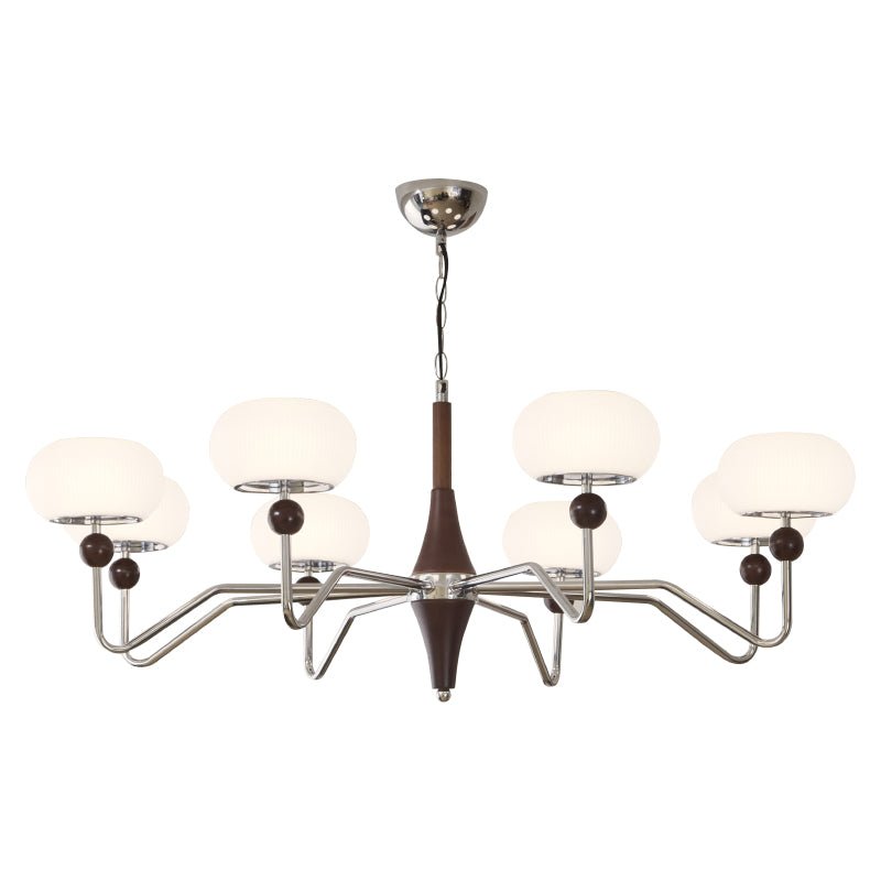 Nimira Modern Wood & Glass Chandelier – 8-Light Sculptural Pendant