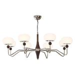 Nimira Modern Wood & Glass Chandelier – 8-Light Sculptural Pendant