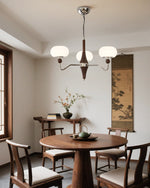 Nimira Modern Wood & Glass Chandelier – 8-Light Sculptural Pendant