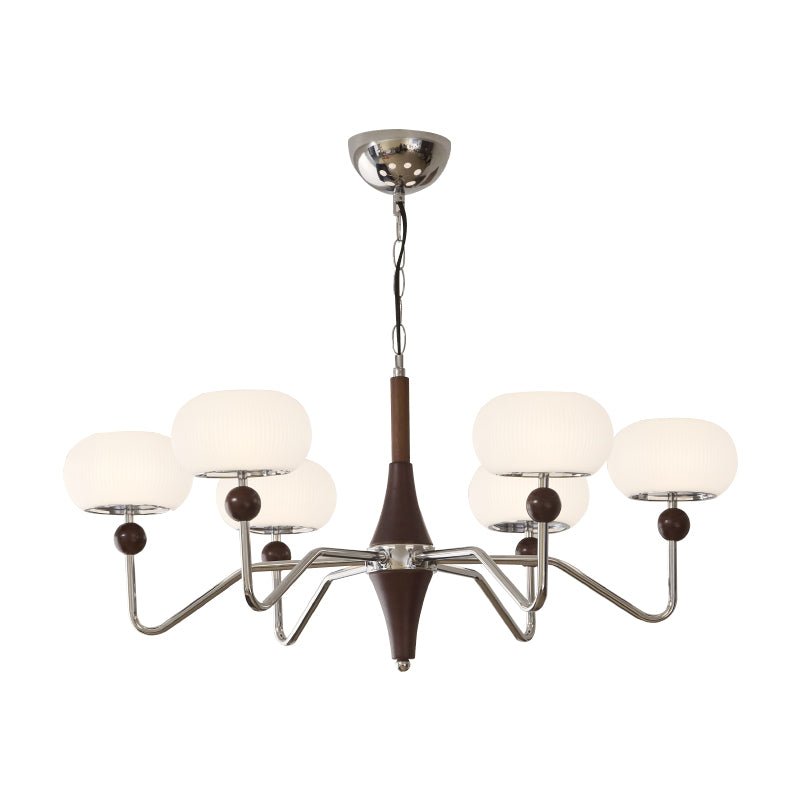 Nimira Modern Wood & Glass Chandelier – 8-Light Sculptural Pendant