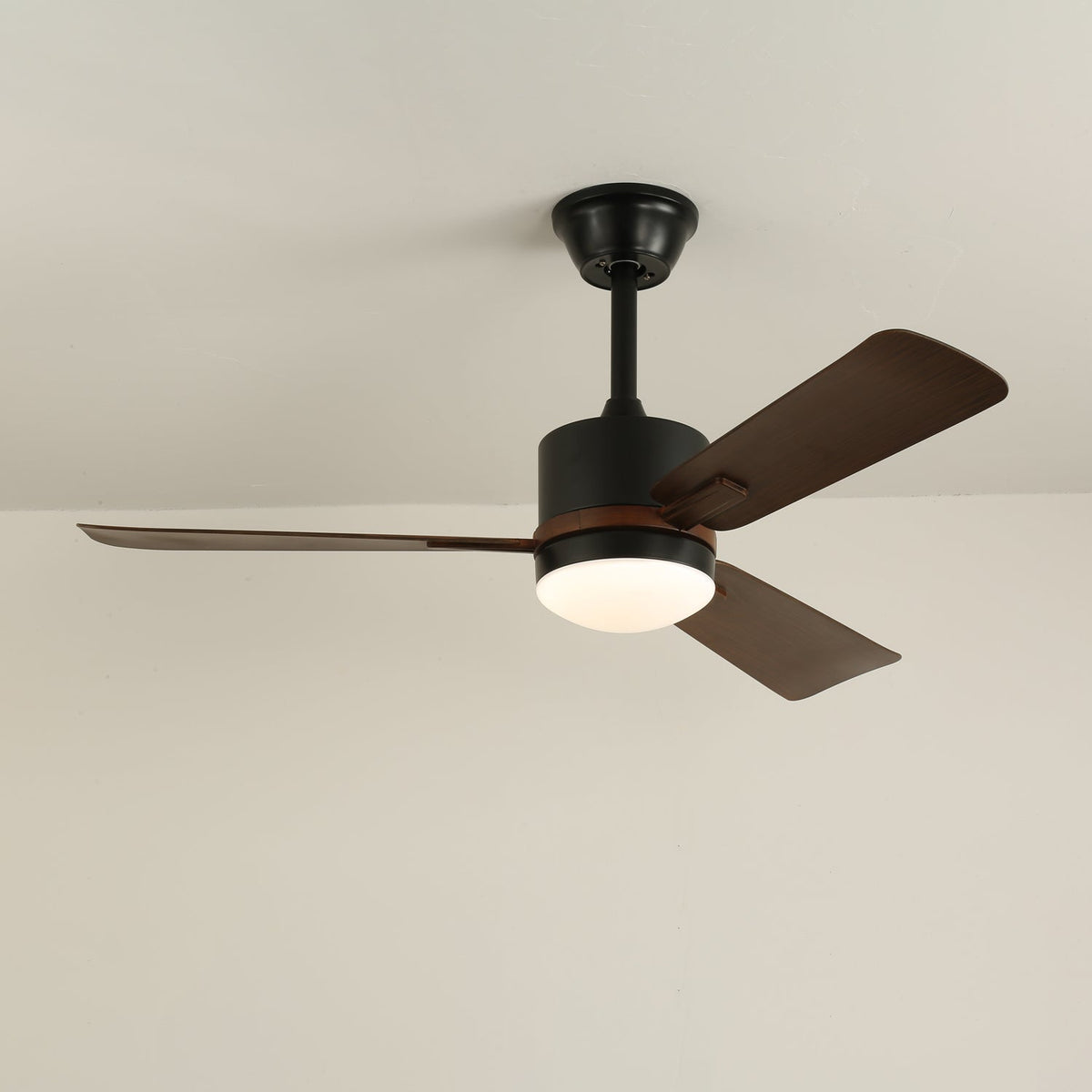 Nimora Ceiling Fan Light with LED and Remote – Modern Walnut Finish