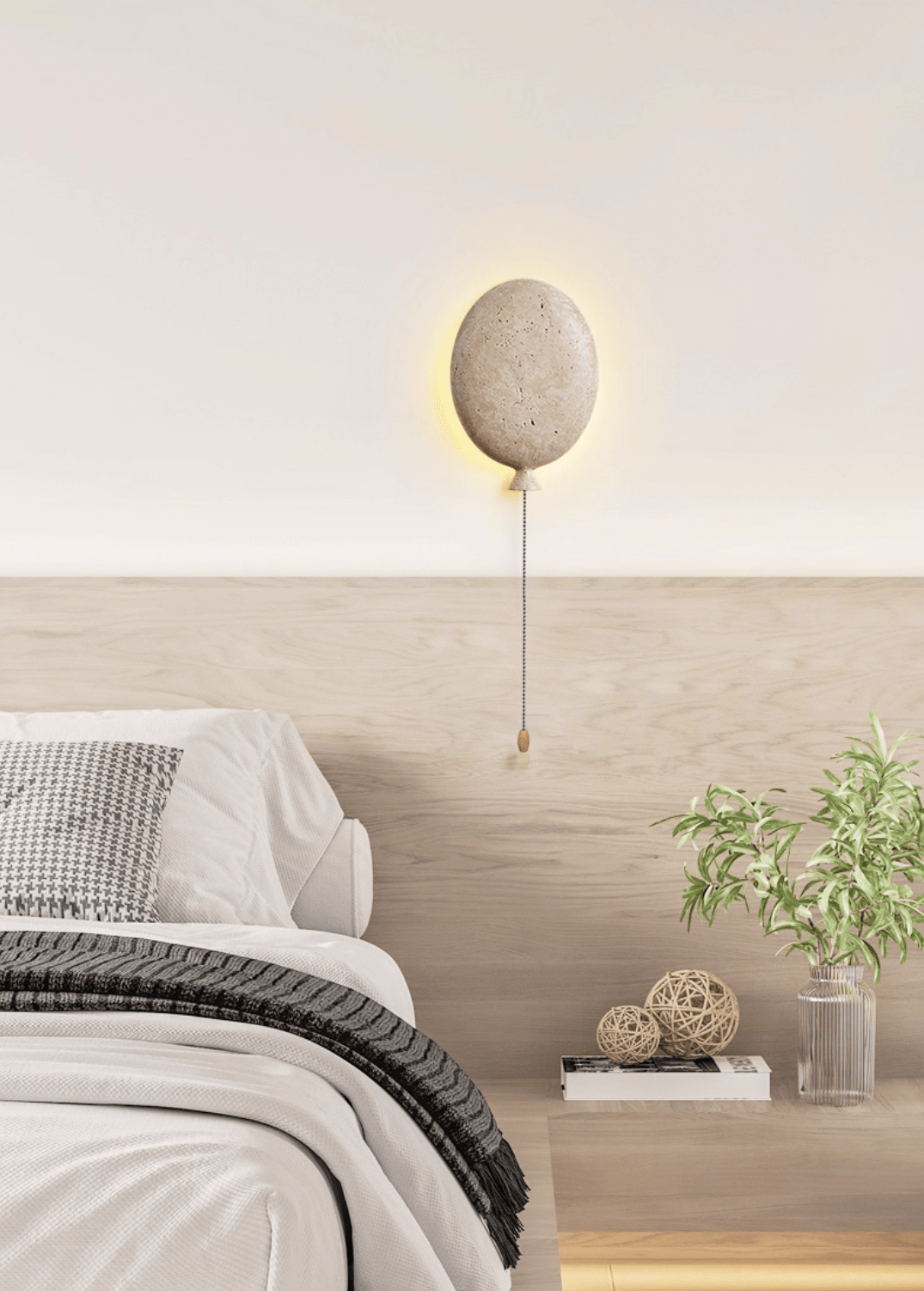 Nino Travertine Wall Sconce — Sculptural Balloon LED Light
