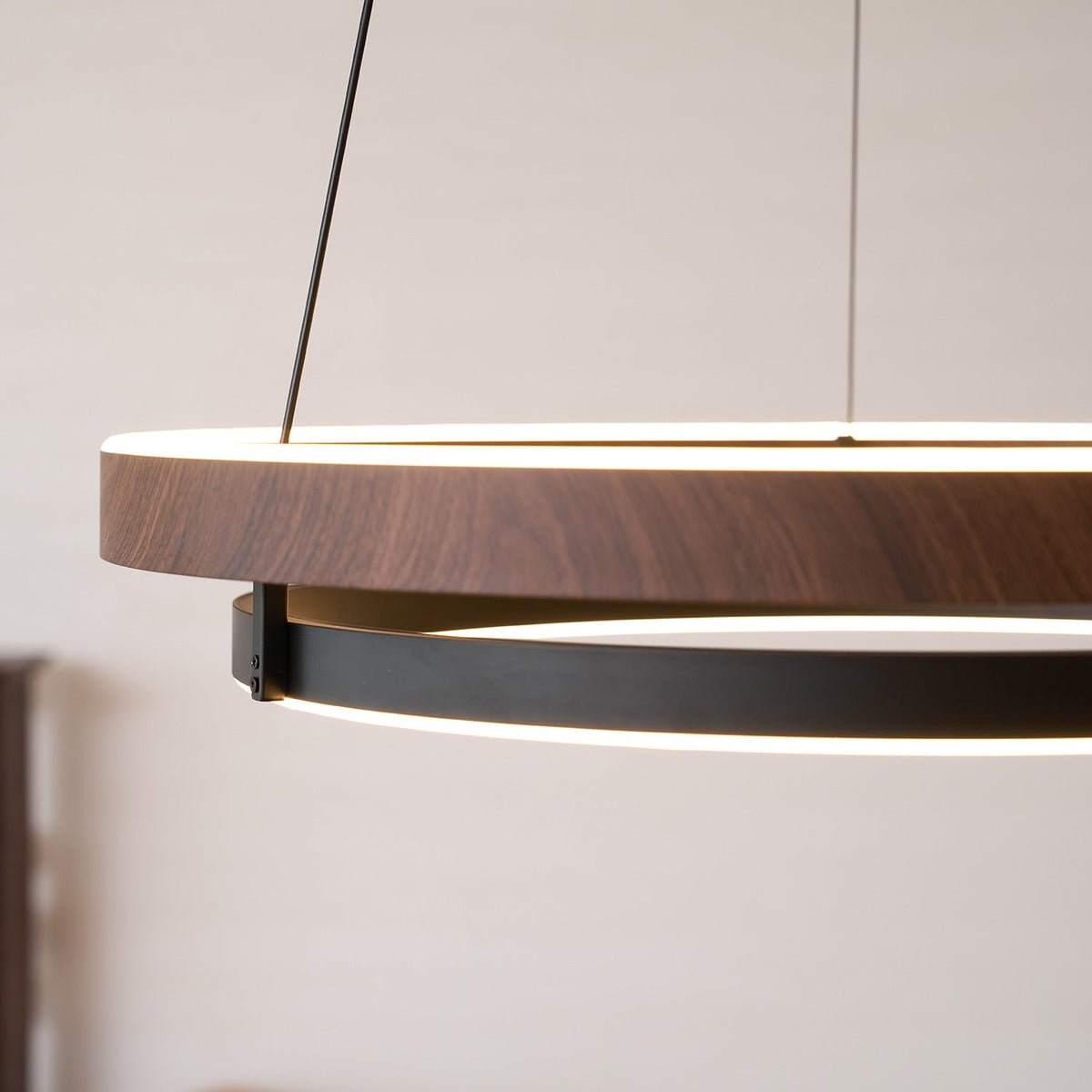 Haloa Modern Wood and Metal LED Pendant Light for Dining and Living Spaces