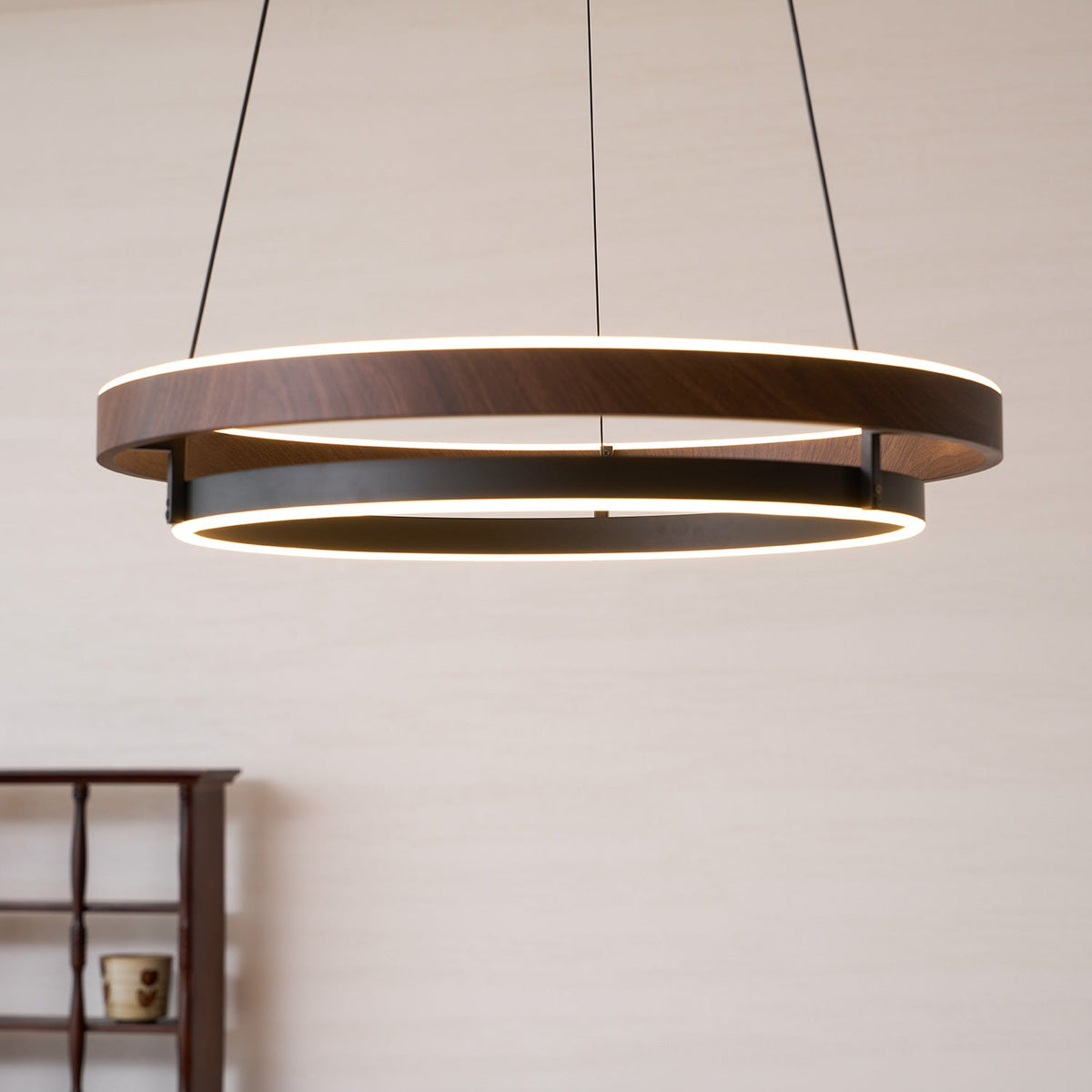 Haloa Modern Wood and Metal LED Pendant Light for Dining and Living Spaces