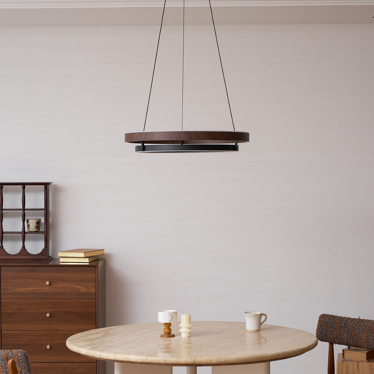 Haloa Modern Wood and Metal LED Pendant Light for Dining and Living Spaces