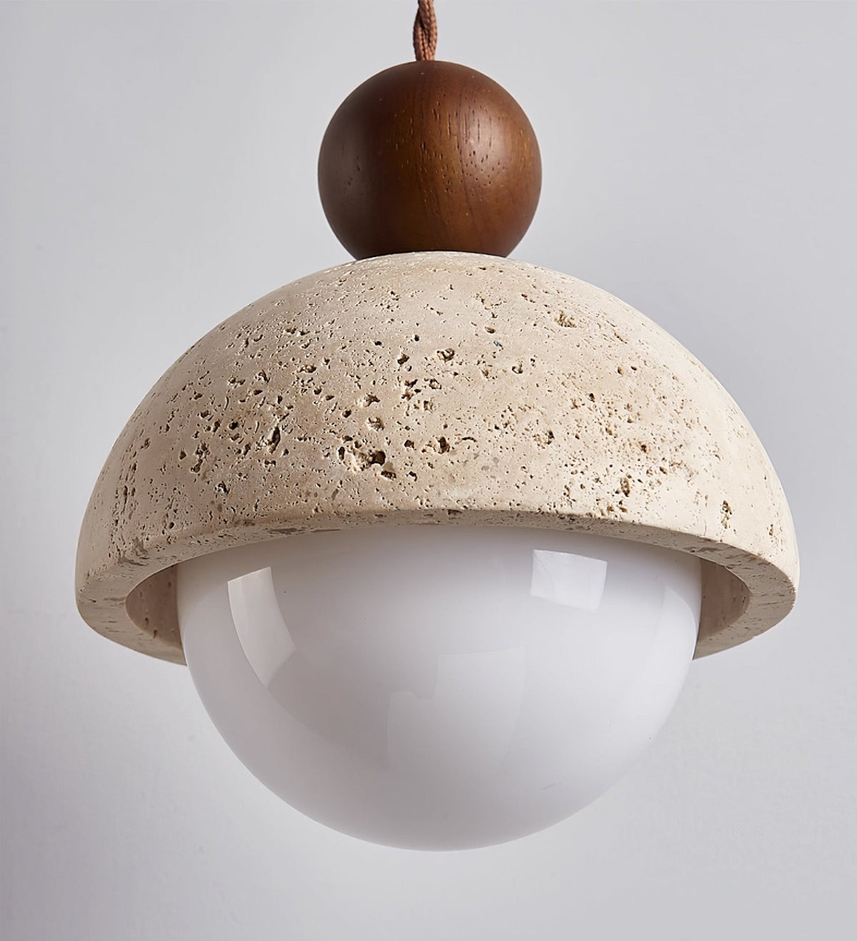 Niva Pendant Light in Yellow Travertine with Wood Accent